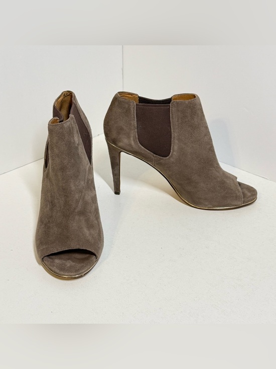 Coach Shoes - Coach Adrianna Taupe Suede Peep-Toe Stiletto Booties 9B